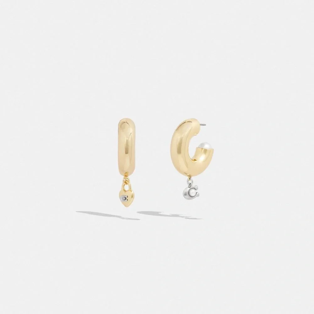 COACH Signature Heart Chubby Hoop Earrings - Picture 7 of 7